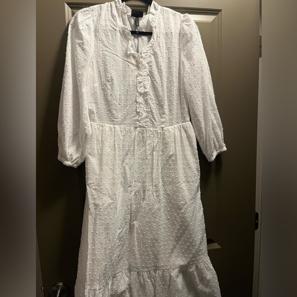 White textured maxi dress size small/medium